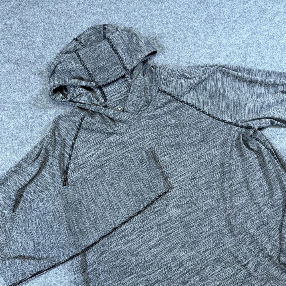 Under Armour HeatGear Shirt Hoodie Mens Large Gray Long Sleeve Running Training